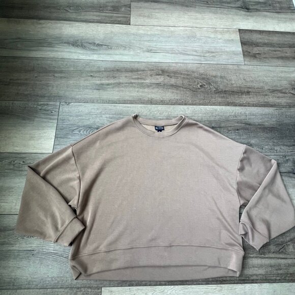 Scoop Cocoa Brown Cropped Oversized Sweatshirt Crewneck Super Soft Cozy Warm - Picture 2 of 5